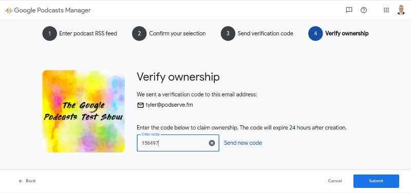 Type in your verification code from the email