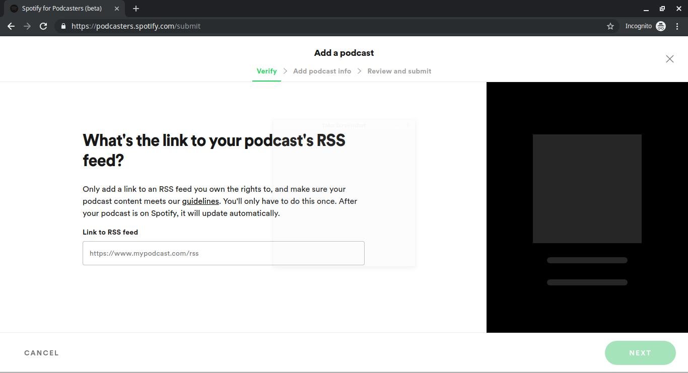 Add your RSS feed to Spotify